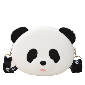 Cute children's shoulder bag, pinched and happy silicone cartoon panda coin purse