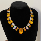 Full diamond necklace, colorful gemstones, fashionable banquet, super sparkling accessories