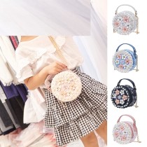 Children's handbag, princess bag, single shoulder handbag, fashionable chain, flower diagonal cross bag