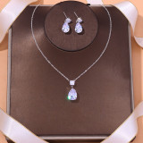 Zircon Set Bridal Accessories Wedding Necklace Earring Set