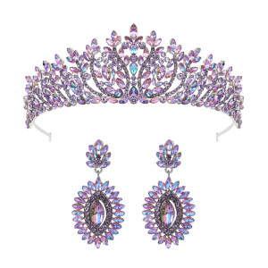 Alloy Crystal Crown Wedding Ball Party Bridal Crown Earring Set