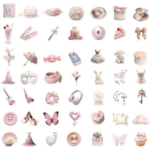 50 Pink Gentle Ballet Girl Style Graffiti Stickers Guitar Notebook Luggage DIY Waterproof Stickers