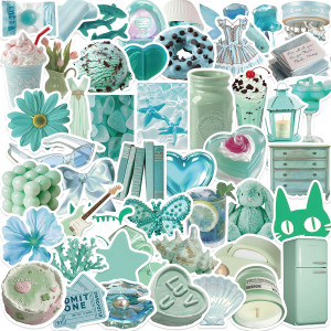 50 INS Mint Green Graffiti Stickers Decorative Guitar Notebook Luggage DIY Waterproof Stickers