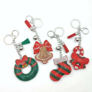 Christmas rhinestone keychain bag pendant rhinestone tassel decorative accessories