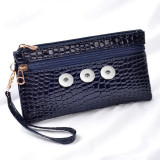 Soft leather hand-held wallet, fashionable change, key storage, small bag, hand-held bag fit 20MM  Snaps button jewelry wholesale