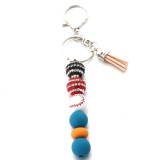 Striped Diamond Ball Silicone Bead Keychain Car Parts Bag Pendant