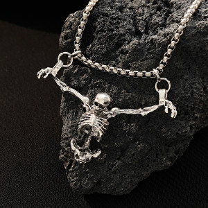 Halloween Black Skull Pendant Necklace