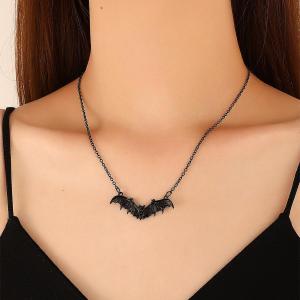 Halloween Punk Black Bat Necklace