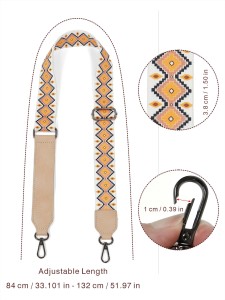 Bohemian adjustable and detachable diagonal guitar shoulder strap with polyester webbing Aztec PU