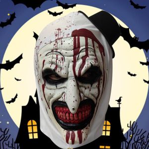 Halloween Broken Soul Clown Mask with Hat Headset Makeup Ball Horror Prop