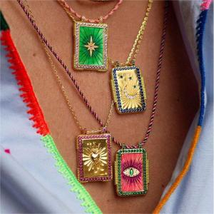 Bohemian Tarot Card Sun Moon Devil's Eye Love Necklace