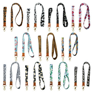 Cactus, Peony, Flower, Fragmented Polyester Wrist Strap, Leopard Pattern ID Hanging Rope, Mobile Phone Rope