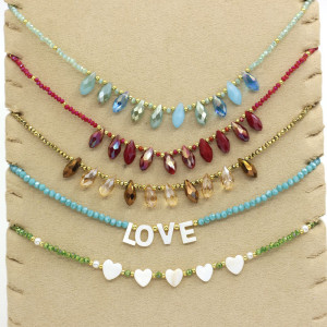 Bohemian Crystal Bead Necklace Shell Love Necklace