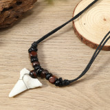 Bohemian Summer Holiday Surfing Wooden Beads Shark Tooth Necklace