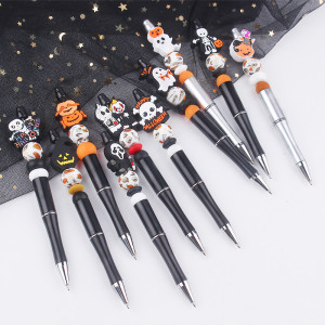 Halloween bead pen DIY creative handmade silicone gum bead pen colorful plastic writing pen