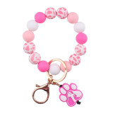 Silicone bead keychain creative DIY cartoon dog paw pendant bracelet keychain