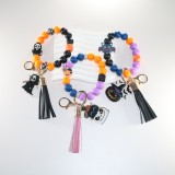 Halloween acrylic PU leather tassel bracelet keychain bag accessories pendant