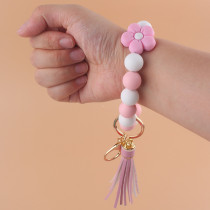 Silicone flower bracelet keychain creative DIY colorful bead bracelet keychain
