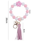 Silicone flower bracelet keychain creative DIY colorful bead bracelet keychain