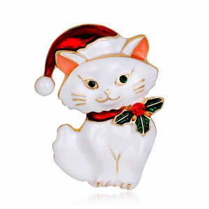 Christmas Cute Cat Drip Oil Diamond Set Brooch