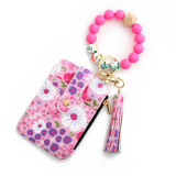 ID bag, silicone bracelet, floral folded card bag, keychain, floral leather wallet