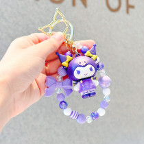 Sanrio Sparkling Star Kuromi Keychain Beaded Bracelet Cartoon Bag Pendant Small Gift