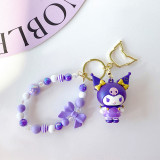 Sanrio Sparkling Star Kuromi Keychain Beaded Bracelet Cartoon Bag Pendant Small Gift