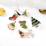 Christmas brooch reindeer alloy drip oil Christmas tree snowman bell decoration