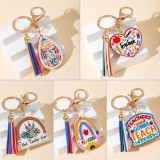 Rainbow Wood Brand Tassel Keychain Pendant Creative Pencil Love Teacher's Day Gift