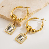 Stainless Steel Love Geometric Square Earrings