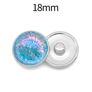 18MM Aurora Illusion Starry Sky Sparkling Powder Circular Resin snap button charms