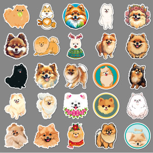 50 Pomeranian Graffiti Stickers, Personalized Cartoon Cute Dog Decoration, Mobile Phone, Water Cup, Luggage Waterproof Stickers