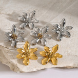 Stainless steel flower earrings