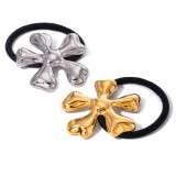 Stainless steel hair string flower elastic hair ring