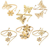 Butterfly Bracelet Exaggerated Metal Flower Arm Ring with Diamond Inlaid Open Arm Bracelet