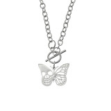 Stainless steel Halloween skull butterfly necklace