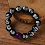 Halloween cartoon skeleton wizard pumpkin bracelet horror DIY wooden bracelet