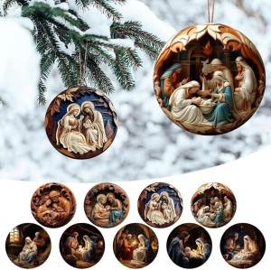 Christmas Nativity Car Pendant Acrylic Stereoscopic Vision Nativity Prayer Pendant