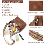 Crossbody bag with three zippers, mobile phone leather handbag, colorful shoulder strap, single shoulder bag