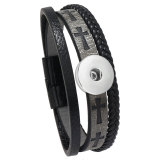 Multi layer hand woven PU leather cross leather rope magnetic buckle bracelet fit 18mm snap button jewelry