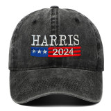 Harris 2024 Embroidered Washed Baseball Hat Kamala Hat Duck Tongue Hat