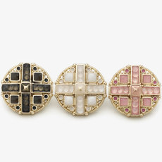 20MM Metal  Cross inlaid with diamonds snap button charms
