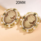 20MM Metal  Pearl lady snap button charms