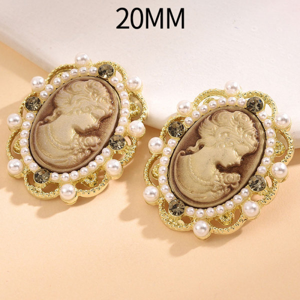 20MM Metal  Pearl lady snap button charms