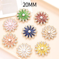 20MM Pearl Water Diamond flower  snap button charms