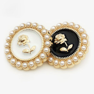 20MM Pearl Rose Metal snap button charms