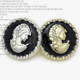 20MM Metal  Mingyuan Fengmei's head adorned with diamonds snap button charms