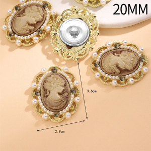 20MM Metal  Pearl lady snap button charms