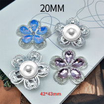 20MM  Water Diamond flower  snap button charms