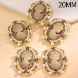 20MM Metal  Pearl lady snap button charms